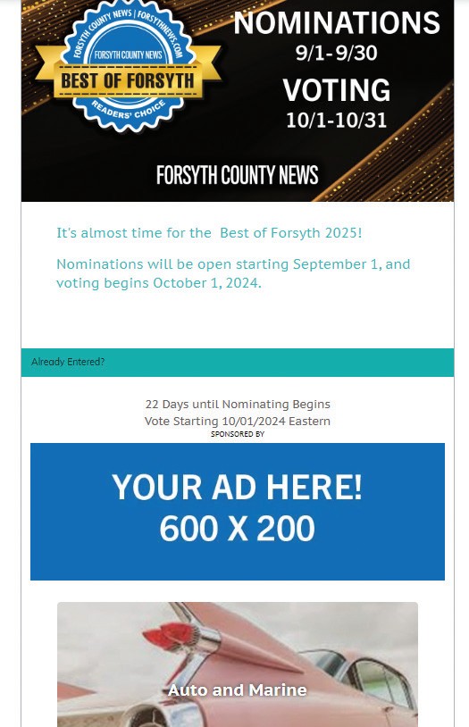 Homepage spotlight ad placement mockup
